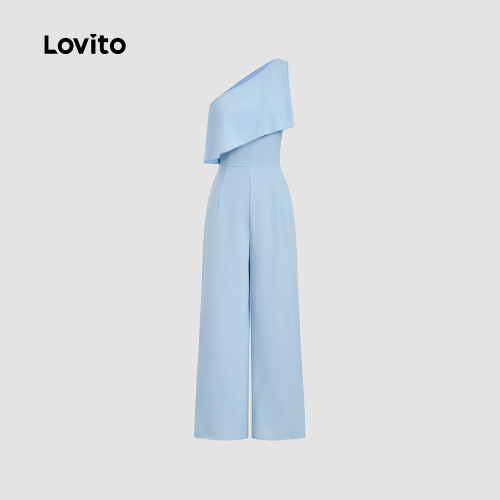 Lovito  จั๊มสูทจัมพ์สูทซิปอสมมาตรหรูหราสําหรับการเดินทางฤดูใบไม้ผลิ/ฤดูร้อน สีฟ้าอ่อนสําหรับผู้หญิง L177ED046 ราคา ถูกที่สุด ดีลบีเคเค แกลเลอรีภาพที่ 6