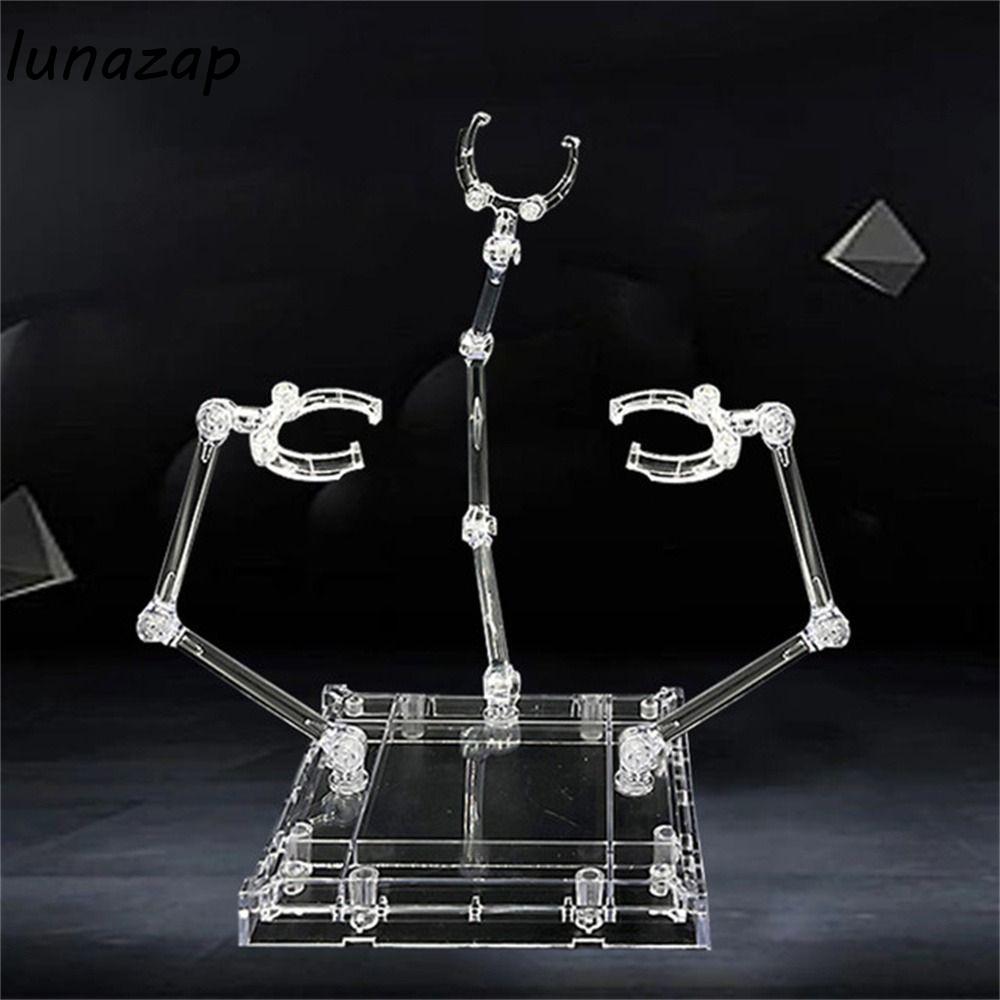 LUNAZAP Action Figure ฐาน,สามหัวตุ๊กตาผู้ถือรูปแสดงวงเล็บ,ของเล่นเด็กพลาสติกใส RG Rabot รุ่นผู้ถือของเล่นเด็ก