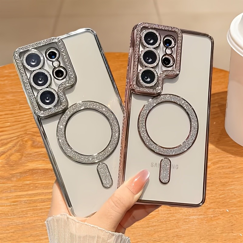 แฟชั่นแม่เหล็กโปร่งใสไร้สายชาร์จเคสโทรศัพท์เหมาะสําหรับ S26 Ultra/S26 PLUS/S26/S25 Ultra/S25 PLUS/S25/S23 Ultra/S22 Ultra/S24 Plus/S23+/ S24 ฝาครอบกันกระแทกพร้อมเลนส์ป้องกัน