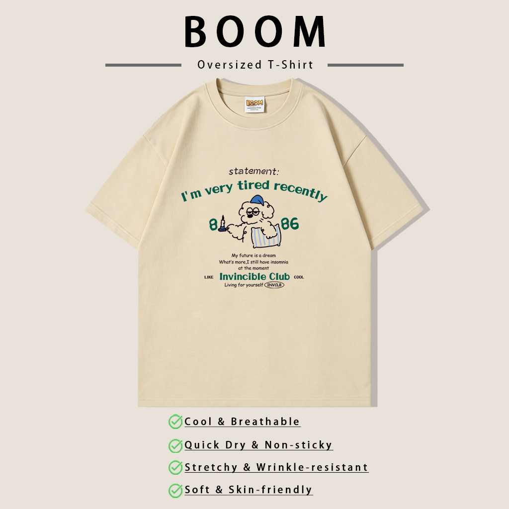 （จัดส่งตลอด 24 ชั่วโมง）BOOM SHOP ผ้าฝ้าย 100% เสื้อยืดคอกลมแขนสั้นหลวมสไตล์เกาหลีสำหรับผู้หญิง