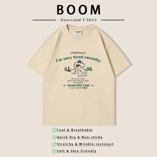 （จัดส่งตลอด 24 ชั่วโมง）BOOM SHOP ผ้าฝ้าย 100% เสื้อยืดคอกลมแขนสั้นหลวมสไตล์เกาหลีสำหรับผู้หญิง