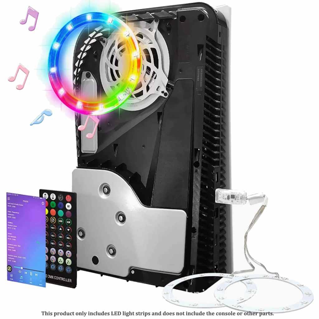 PS5/Slim/PRO RGB LED Light Strip, IR Remote/APP/USB 3 วิธีควบคุม, 8 สี 400 + เอฟเฟกต์ RGB แหวนไฟ LED