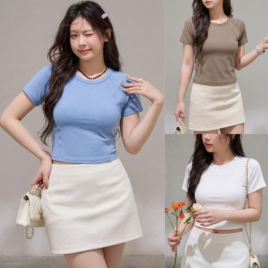 เสื้อยืดครอป คอกลม แขนสั้น ผ้าไลคร่า เนื้อผ้าลื่น ทรงสวย ใส่แล้วพร้อมลุยทุกกิจกรรม ออกกำลังกายก็ปัง t301-tb3012-2xl#