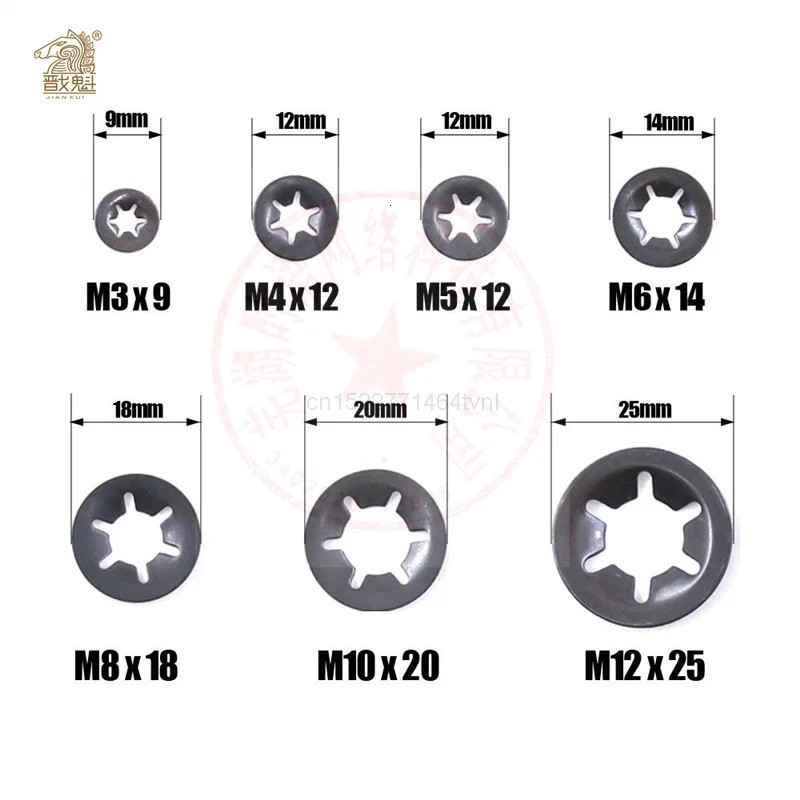 65Mn M3 M4 M5 M6 M8M10 ฟัน Starlock Push On ล็อคเครื่องซักผ้าคลิปความเร็ว Fasteners Assortment Kit Quick Speed ล็อคเครื่องซักผ้า