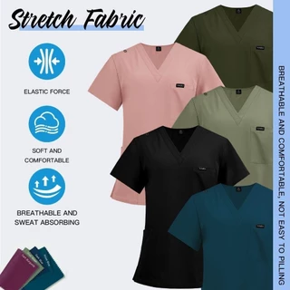 【จัดส่งจากประเทศไทย】เสื้อ+กางเกงชุดสครับ ชุดห้องผ่าตัด ชุดแพทย์ ชุดพยาบาล ชุดเข้าเวร เสื้อคอวี