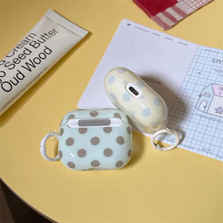 นมสีเหลือง polka dots สําหรับ Airpods 1/2 3 Pro2 pro3 Airpods4 ชุดหูฟังไร้สายบลูทูธป้องกันกรณี AirPods Pro i3 i4 pro3 หูฟังป้องกันกรณี