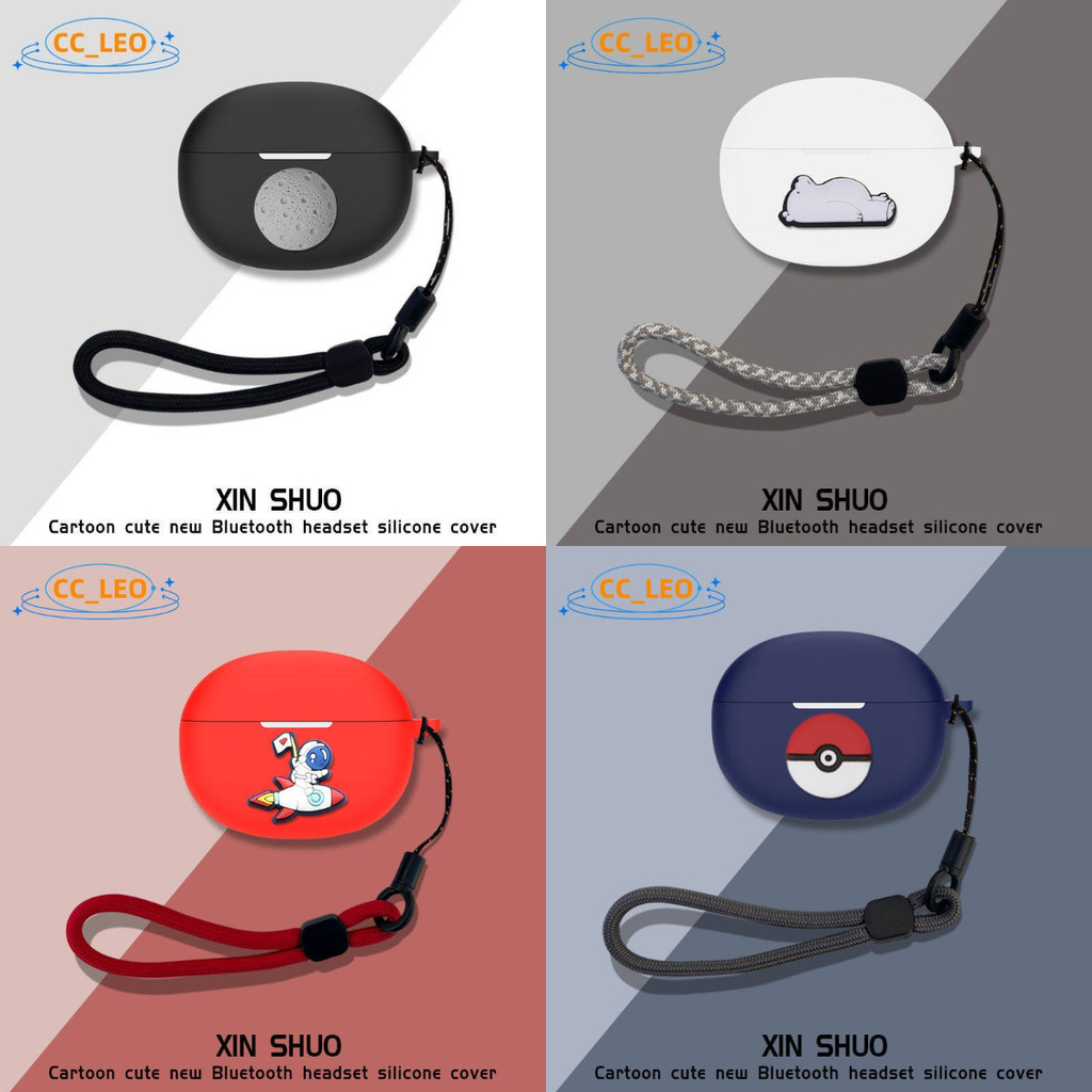 For 1MORE S20 Case Cartoon Bear Astronaut Silicone Soft Case Cute Lanyard Pendant Suitable for 1MORE