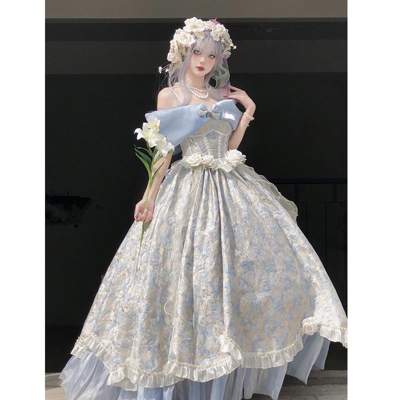 Romani Disney Running Princess Dress Lolita Elegant Temperament Sweet Noble French Skirt tt26.3.26