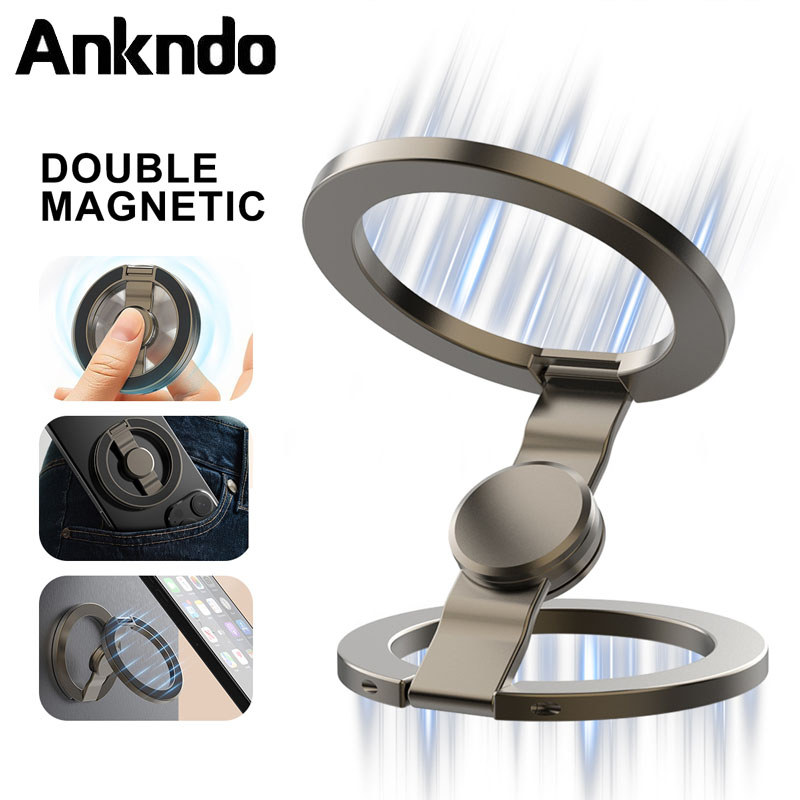 Ankndo สังกะสีอัลลอยด์ MagsafePhone Holder ที่วางโทรศัพท์แม่เหล็กสองด้านปลายนิ้ว Spinner Decompression ขาตั้งโทรศัพท์