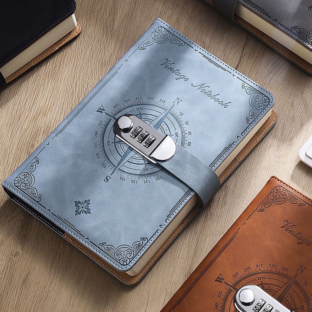 Popular~Journal book A5Vintage password notebook with lock, diary, student notebook, planner, notebo