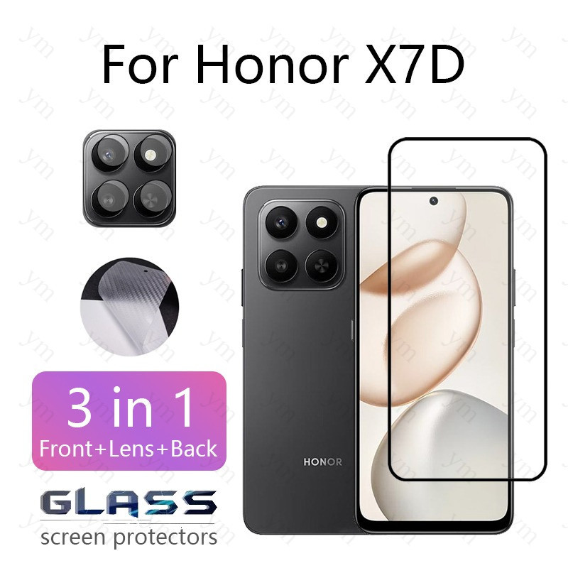 3 In 1 Honor X7D ฟิล์ม ฟิล์มกระจก กระจกนิรภัยป้องกันหน้าจอฟิล์มเลนส์กล้องสําหรับ Honor X6B X6C X7C X