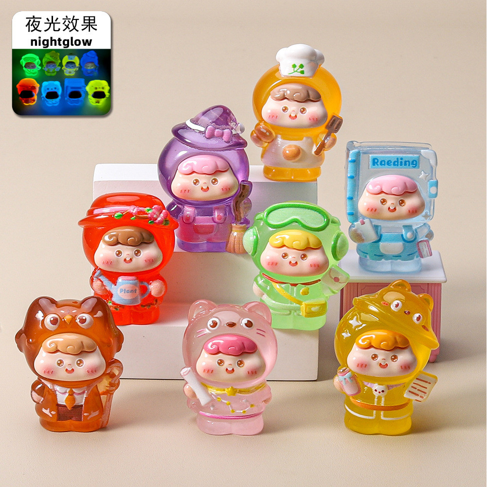 8PCS Glow Magic Girl น่ารัก 3D เรซิ่น Charms สําหรับ DIY (7-283)
