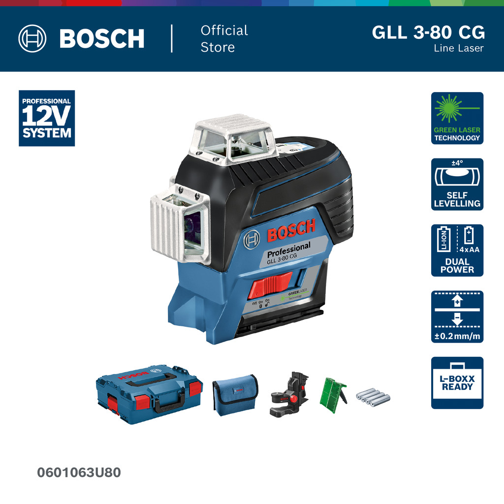 Bosch GLL 3-80 CG Professional เครื่องเลเซอร์วัดระดับ