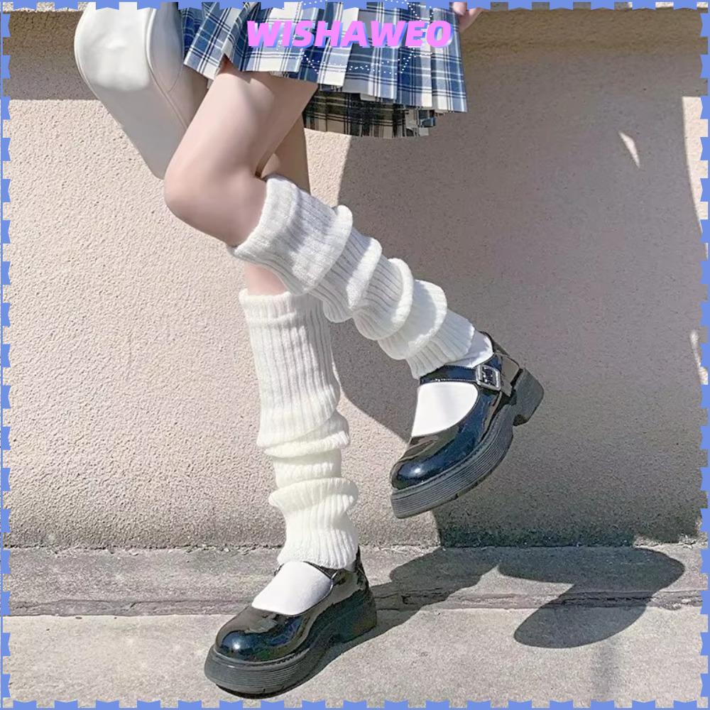 WISHAWEO ถักเท้า, Warm 42/52/72 ซม.ต้นขา Tights, Lolita สีขาวสีดํากางเกงขายาวฤดูใบไม้ร่วงฤดูหนาว