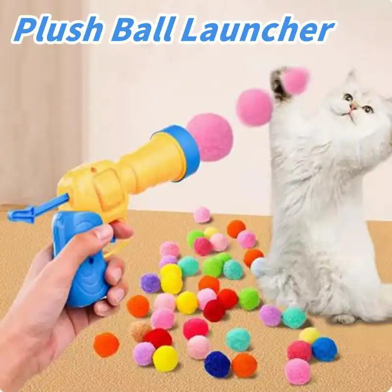 Plush Ball Launcher บรรเทาความเบื่อหน่าย Enjoy Oneself Silent Ball Cat Interactive Creative Toy Supp