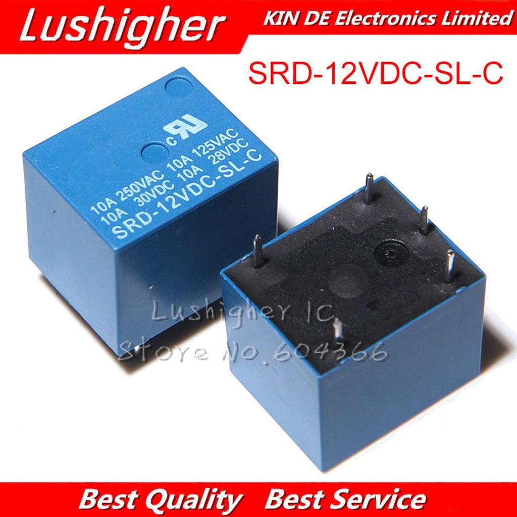 10PCS รีเลย์ SRD-12VDC-SL-C SRD-12VDC-SL SRD-12VDC SRD-12V รีเลย์ 5PINS 12V DC คุณภาพสูง