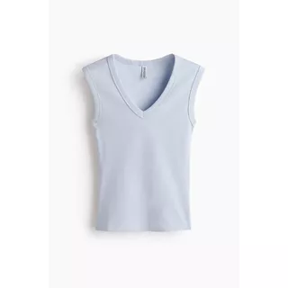 H&M(เอชแอนด์เอ็ม) เสื้อกล้ามผ้าวูลลายริ้ว คอวี ผู้หญิง 1329725_1