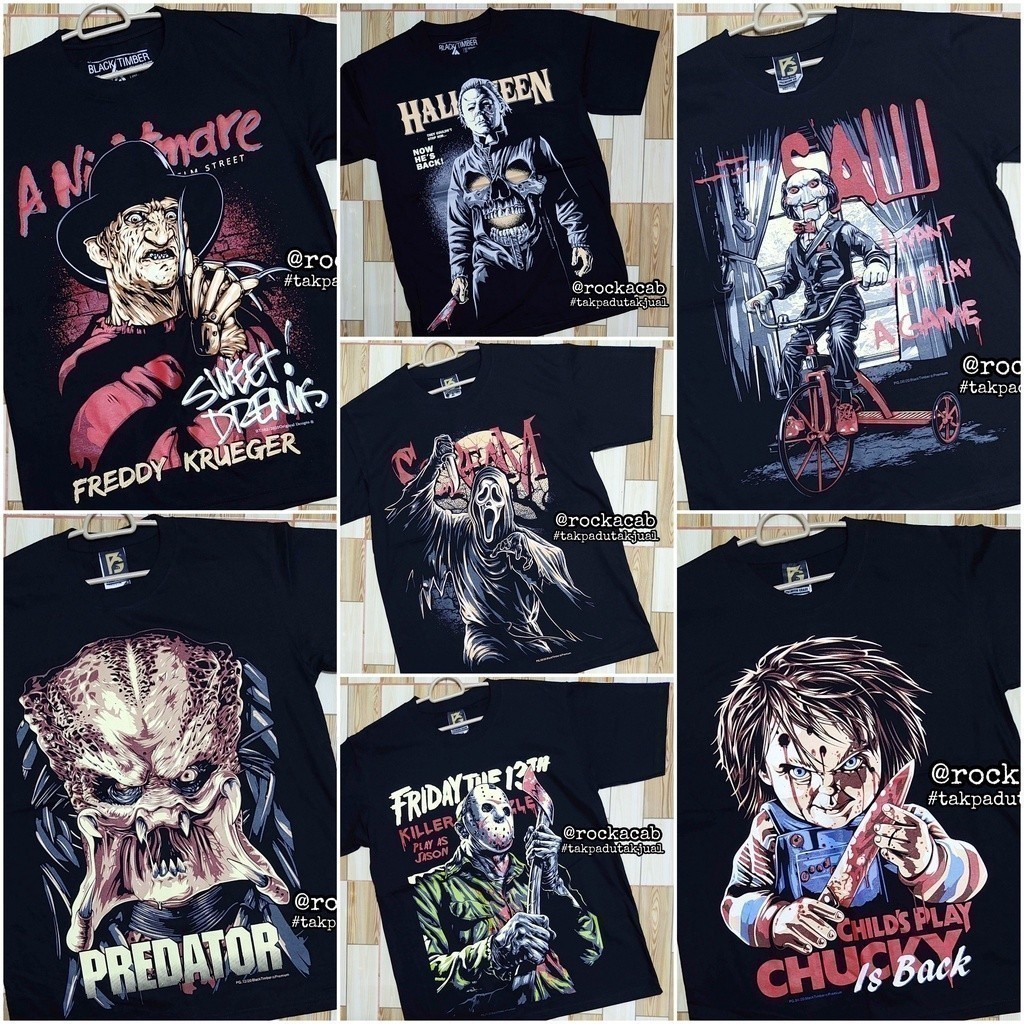 ชุดภาพยนตร์ T-Shirt Combo Saw Predator Freddy Scream Band สไตล์วินเทจ