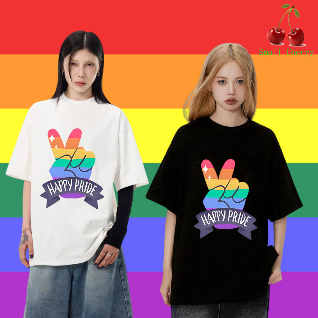 🔥เสื้อเฮีย🔥Pride Month Gay Lesbian Rainbow เสื้อยืด #015 Pride Month Rainbow ลายพิมพ์เสื้อคอกลมแบบแฟ