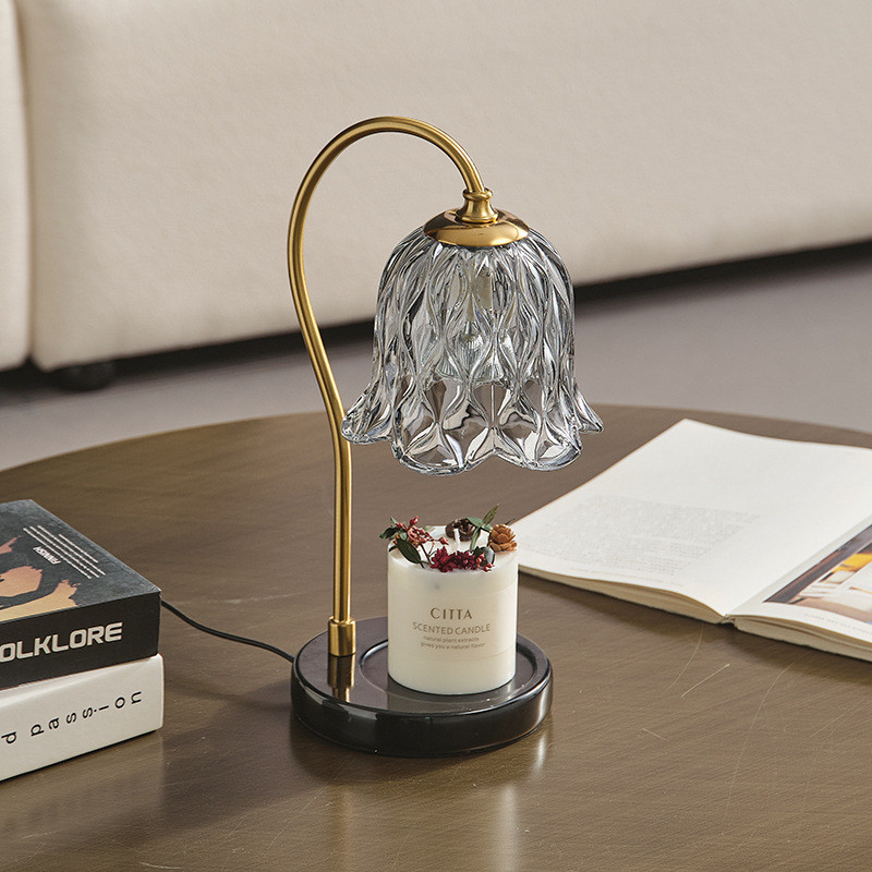 Lily of the Valley Scented Wax Melting Lamp, Marble Candle Melting Lamp, Crystal Aromatherapy Lamp, 