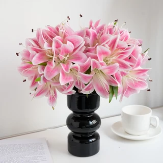 ดอกไม้ปลอม ลิลลี่ปลอม ดอกไม้ปลอมดอกลิลลี่ 12 ดอก ดอกไม้ประดิษฐ์ สําหรับตกแต่งบ้าน งานแต่งงาน