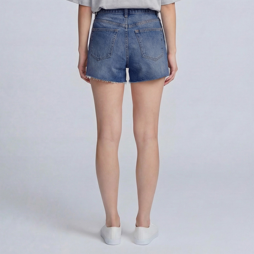 กางเกงยีนส์ขาสั้น แต่งปลายขาขาดรุ่ย เอวสูง ทรงเป๊ะ ทรงสวย เกาหลีน่ารักชิคๆ แฟชั่นทันสมัย - รูปที่ 4