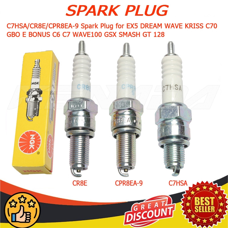 2025ใหม่NGK SPARK PLUG C6HSA C7HSA CPR6EA-9 EX5 DREAM WAVE KRISS C70 GBO E BONUS C6 C7 WAVE100 GSX S