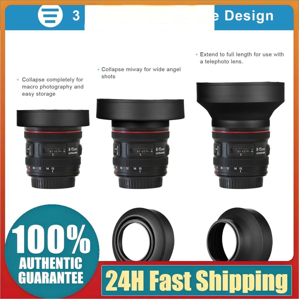 toyus-TH Andoer 67 มม. ม่านบังแดดทิวลิปดอกไม้ + ยางพับได้เลนส์ฮูดเปลี่ยนผ้าทำความสะอาดสำหรับ EOS 7D 