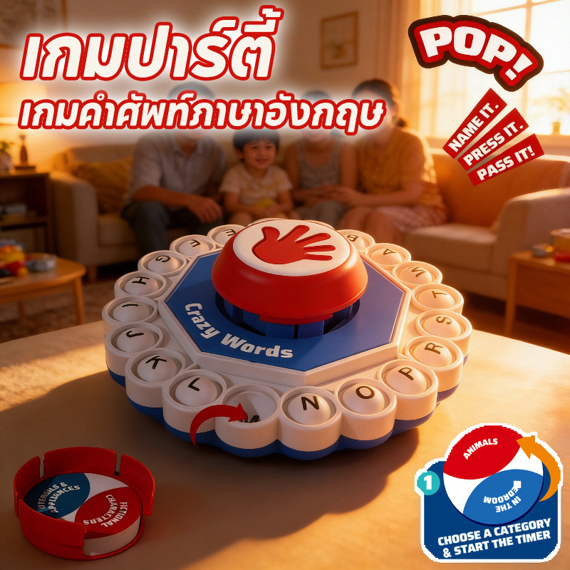 เตรียมจัดส่ง เกมคําศัพท์ ของเล่นการศึกษาภาษาอังกฤษสำหรับเด็กเล็ก Boardgame เกมปาร์ตี้ ของขวัญสำหรับเ