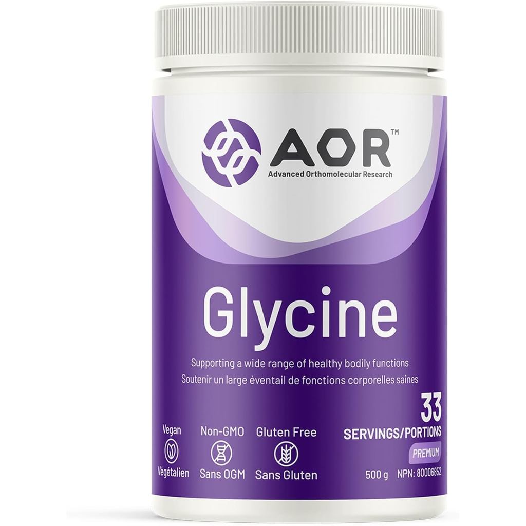 AOR Glycine Powder 500g 33-Servings - Glycine plement สําหรับพอร์ตความรู้ความเข้าใจ, นอนหลับสบาย, กา