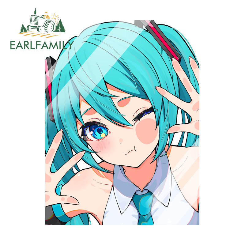 EARLFAMILY Hatsune Miku แก้วแบนรถสติกเกอร์อารมณ์ขัน Occlusion Scratch ไฟฟ้า-จักรยานรถประตูหมวกกันน็อก Trunk ไวนิล Decal กันน้ําอุปกรณ์เสริมภายนอก