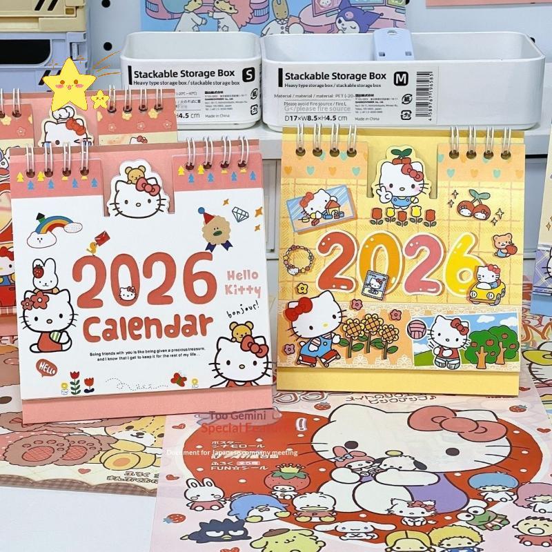 [JBTH] Hello Kitty 2026 ปฏิทินการ์ตูน Sanrio ปฏิทินตั้งโต๊ะเครื่องประดับ Kawaii Planner Agenda ทุกวันรายเดือนเครื่องเขียนอุปกรณ์สํานักงาน [JB] - รูปที่ 3
