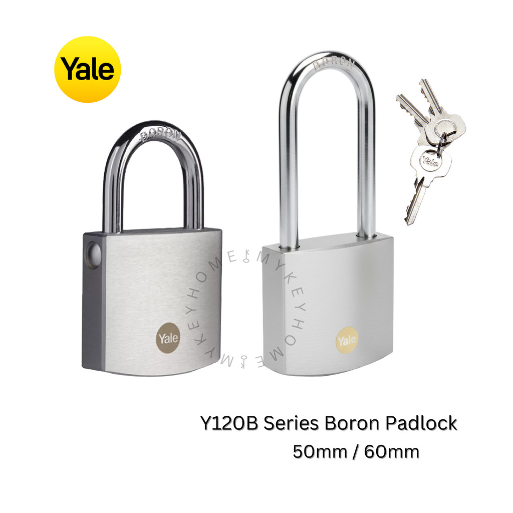 กุญแจ Yale Y120B 50mm 60mm Boron Padlock Series Chrome Finish