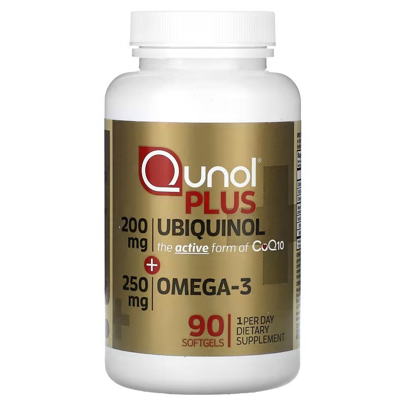 Qunol, Plus Ubiquinol + Omega-3, 200 mg + 250 mg, 90 Softgels คุนอล พลัส ยูบิควินอล + โอเมก้า