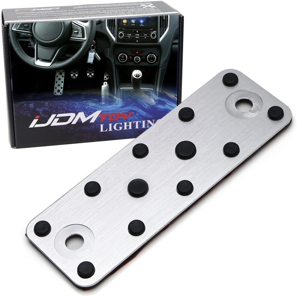 IJDMTOY OE-Fit Track Racing Design Silver Aluminium Rest Dead Pedal Cover ใช้งานร่วมกับ Subaru Impre