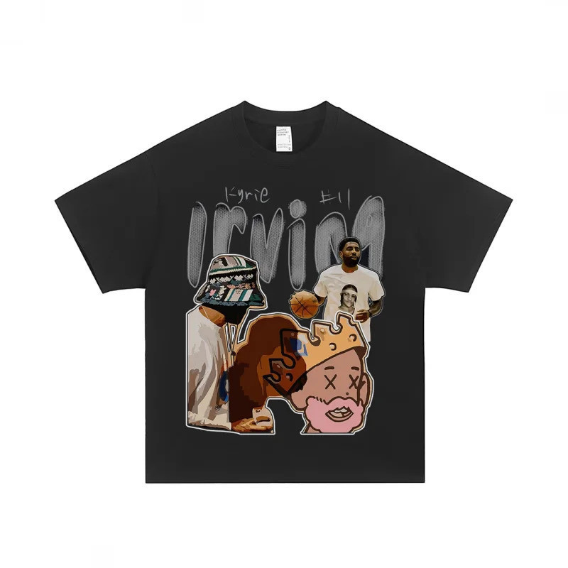 Kyrie Irving Basketball T Shirt For Men Women Oversized Pure Cotton Short Sleeve Graphic Style Styli