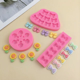 😊Cutenery😊แม่พิมพ์ซิลิโคน ดอกไม้การ์ตูนน่ารัก Bow Fondant แม่พิมพ์ซิลิโคน DIY เค้กตกแต่งช็อคโกแลตขนมเบเกอรี่แม่พิมพ์