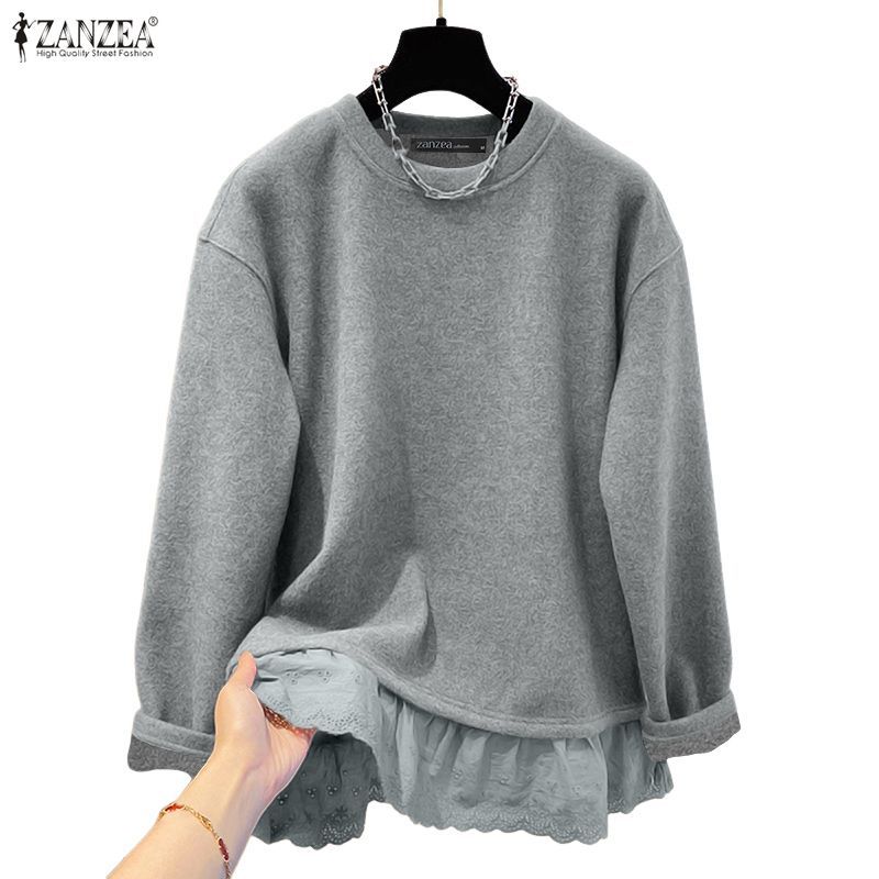 เสื้อถักคอกลมแขนยาวลายเกาหลีสำหรับผู้หญิง — صورة 4