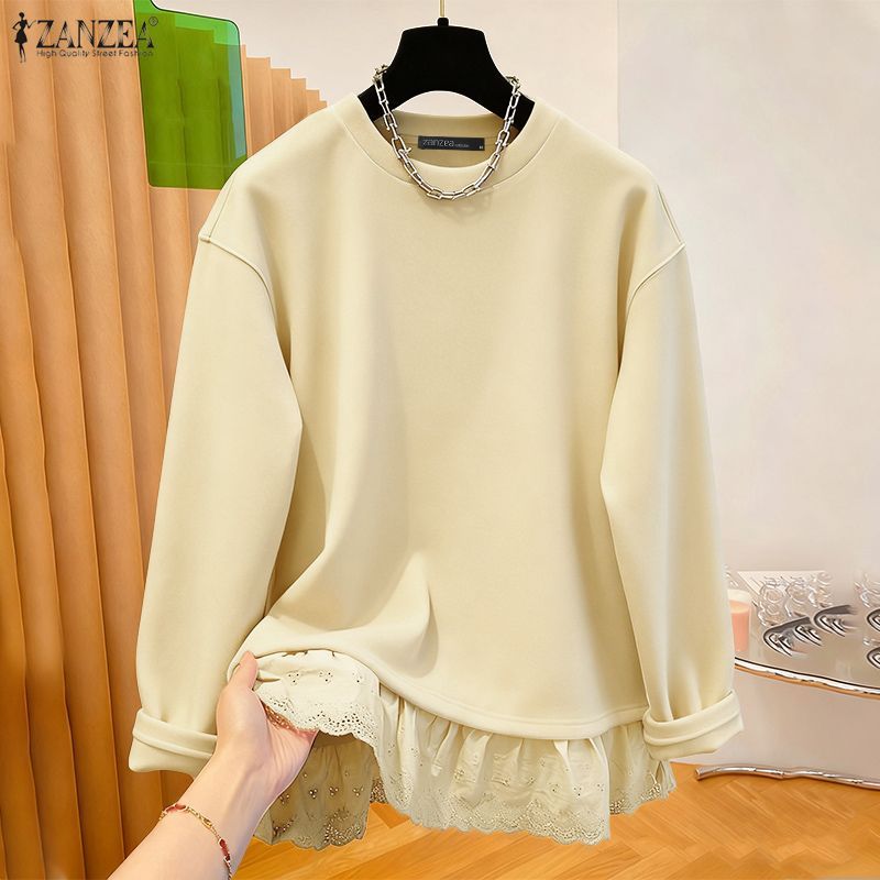 เสื้อถักคอกลมแขนยาวลายเกาหลีสำหรับผู้หญิง — صورة 5