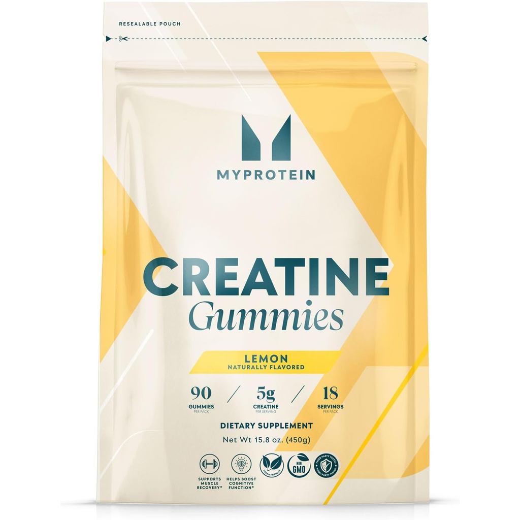 Myprotein Creatine Gummies, 5g Creatine Monohydrate ต่อเสิร์ฟ, Lemon, 90 Count, 18 เสิร์ฟ, โพสต์เคี้
