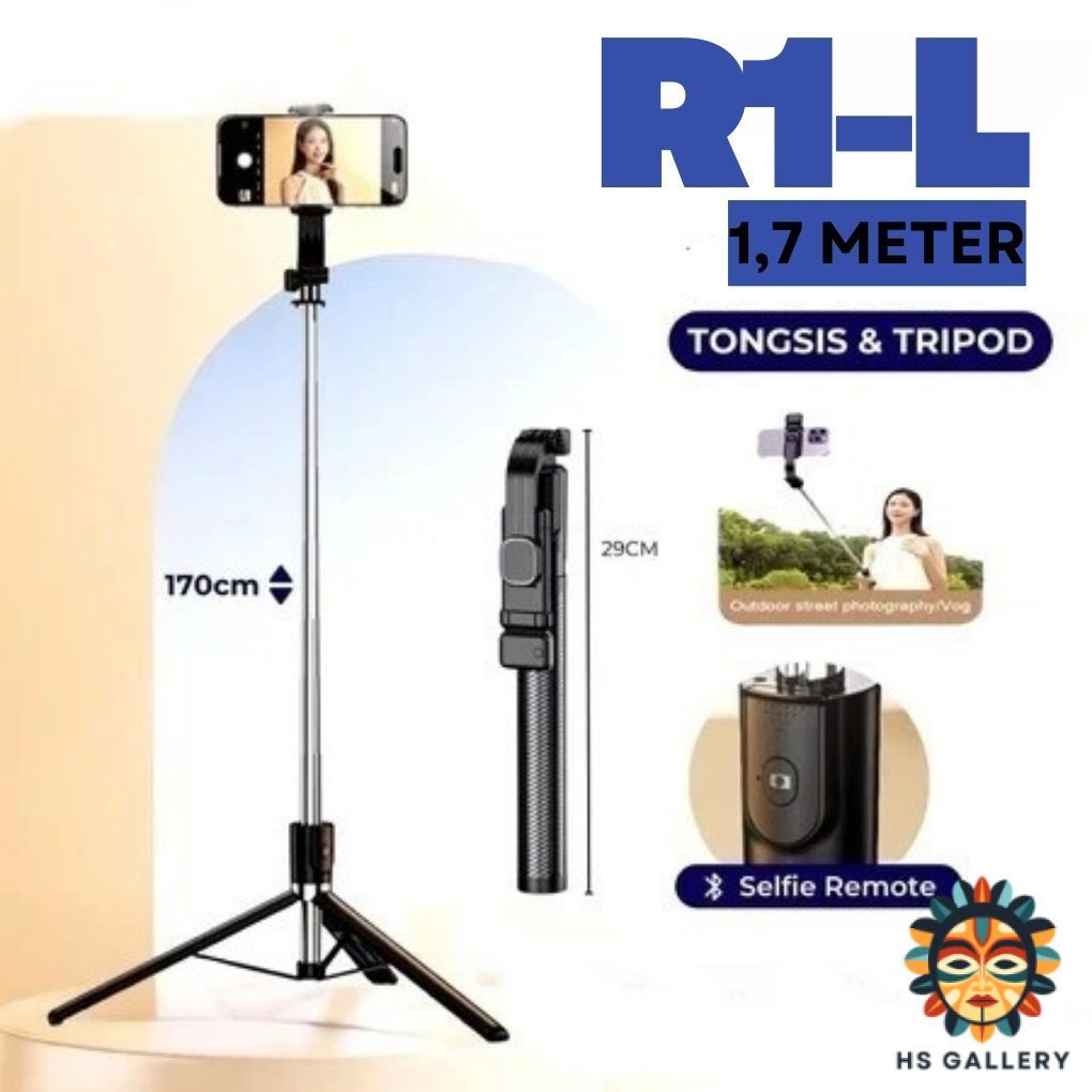 R1-L 360 ไม้เซลฟี่° บลูทูธ 3in1 1.7M แหนบขาตั้งกล้องแหนบ 3 In 1 Selfie Stick แหนบ Hp