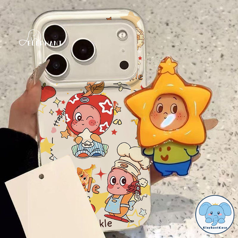 เคสไอโฟน17 11สำหรับ IPhone 15 17 Air 16 11 14 12 13 Pro Max 7 8 15 14 16 Plus เคสIMD Twinkle Twinkle ลายตัวละครครีมสีขาว