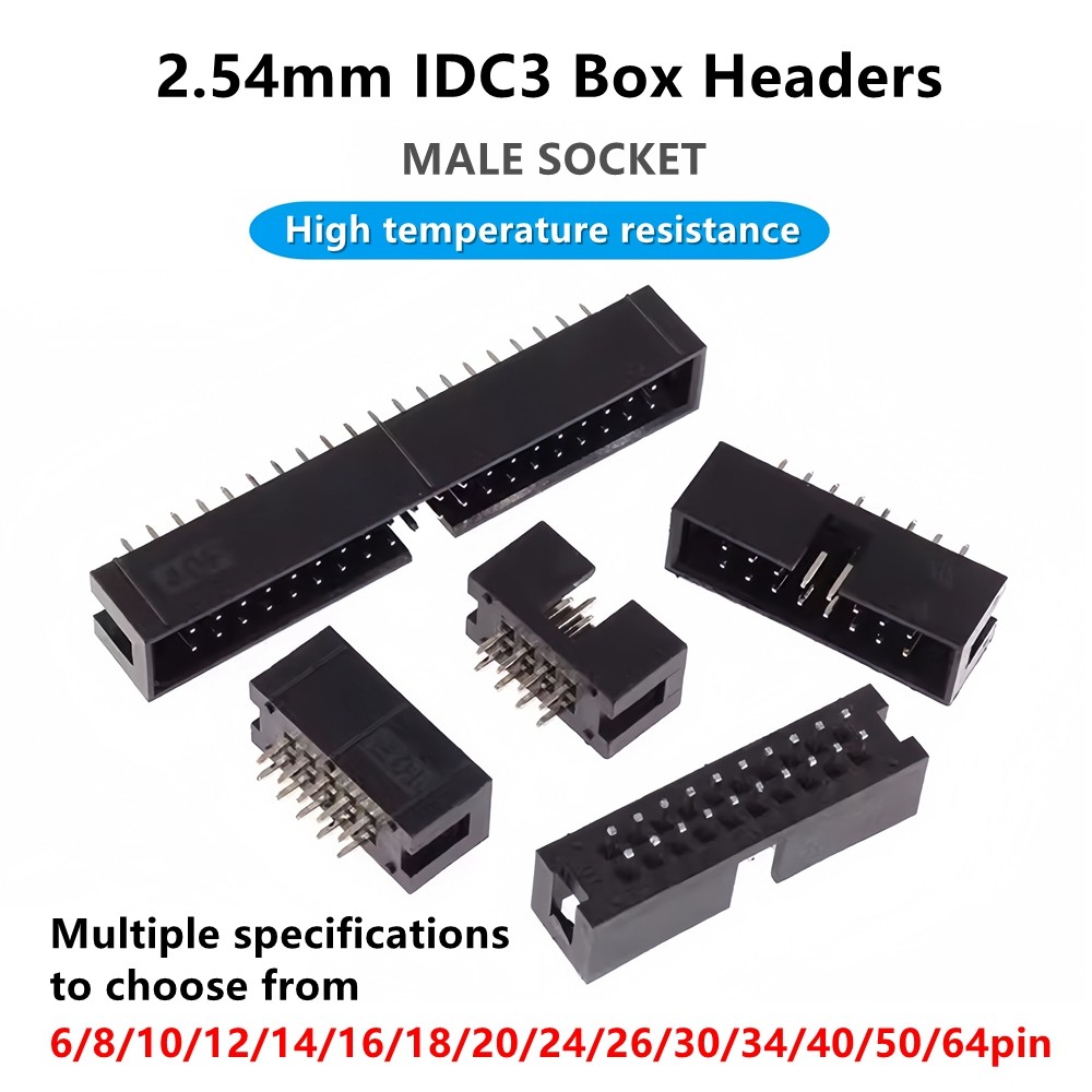 10pcs DIP 6P 8P 10P 12P 18P 20P 24P 26P 34P 40P 64pin 2.54 มม.ชายซ็อกเก็ตตรง idc กล่อง headers PCB CONNECTOR DOUBLE ROW DC3