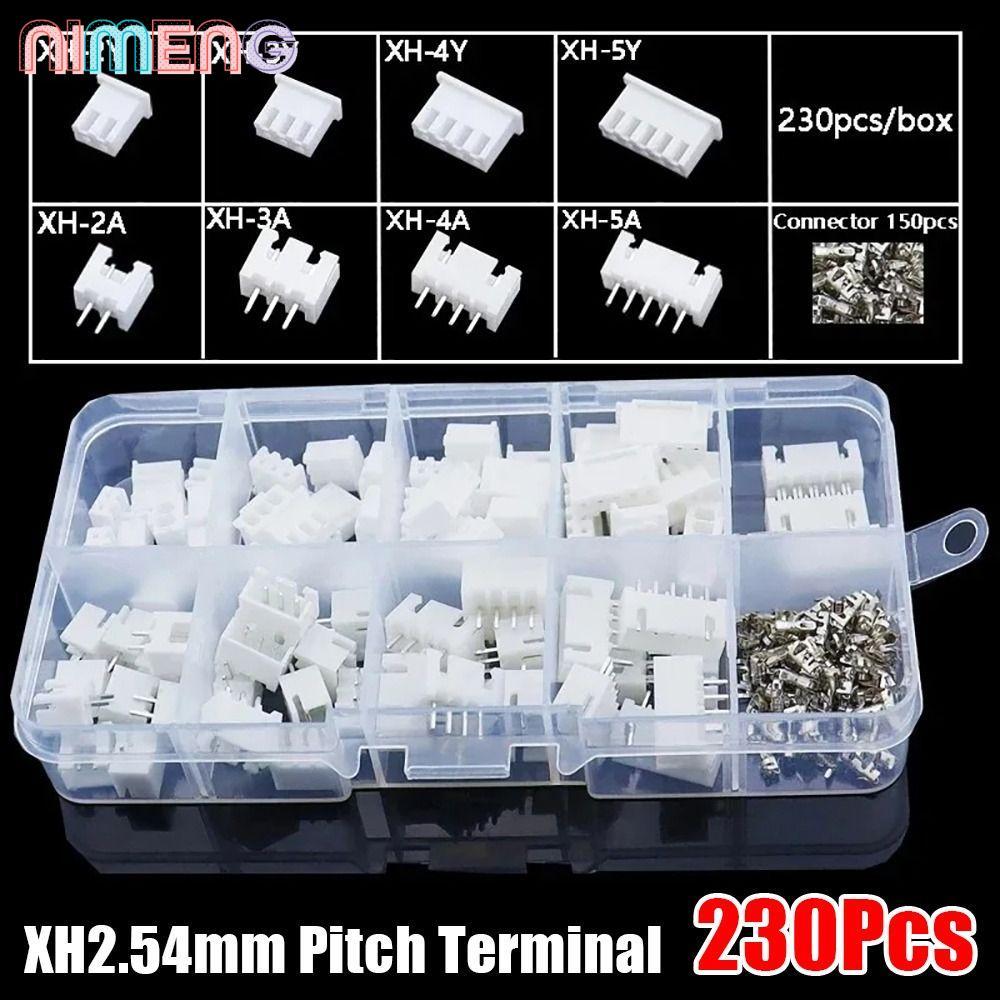 NIMENG 230 ชิ้น Pin Connector, 2 P 3 P 4 P 5pin ชายและหญิง 2.54 มม.Pitch Terminal, ชุดที่อยู่อาศัย XH2.54 4 ค่า Terminal Connector Kit