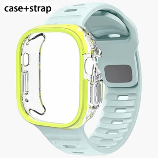 ใหม่เคสใส + สายรัดซิลิโคนกีฬาเข้ากันได้สําหรับ Apple Watch Ultra 3 2 1 49 มม.Series10/11 42 มม.46 มม.9 8 7 6 se 45 มม.44 มม.41 มม.