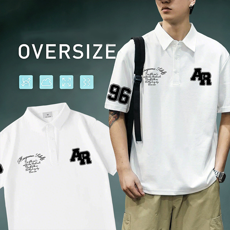 Top.street เสื้อ polo เสื้อผู้ชาย 2025 แฟชั่น เสื้อวินเทจ เสื้อคอปก ‘ ar letters’ แขนสั้น t shirt เสื้อโปรโล เสื้อ