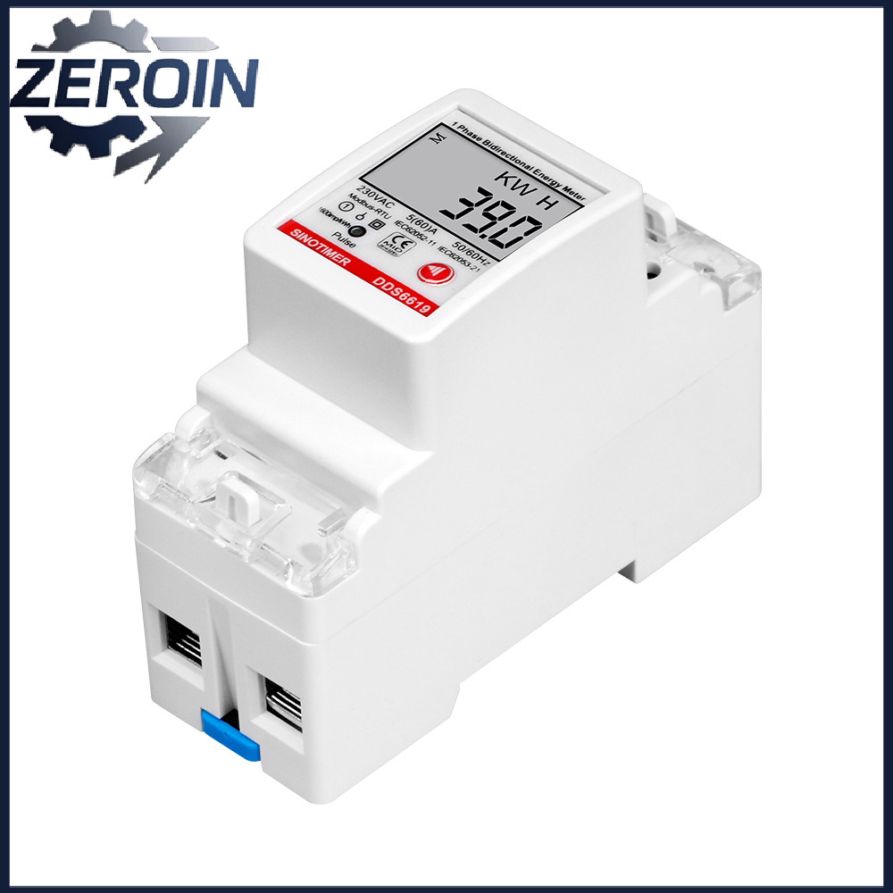 DDS6619-039 DIN-Rail มัลติฟังก์ชั่น Single-Phase Energy Meter 2P พร้อม RS485 Modbus การสื่อสาร Bidirectional Metering AC230V 5(60)A