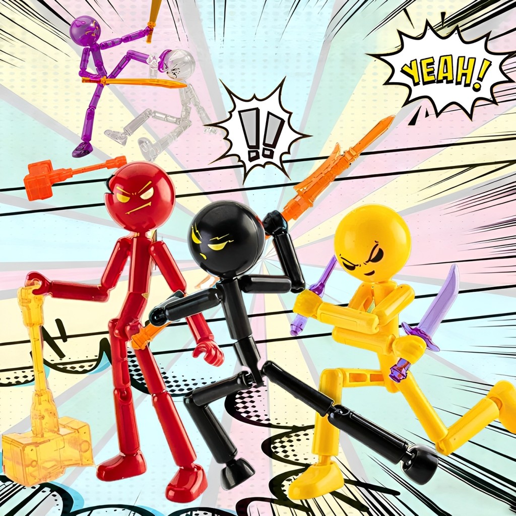 Cool Matchstick Man Movable Joint Assembly ของเล่นสําหรับเด็ก Crazy Stickman เครื่องประดับของเล่น