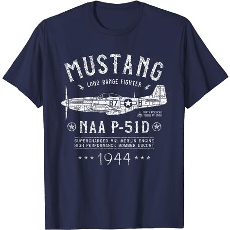 P-51 Mustang North American Aviation WW2 P51 Fighter Plane เสื้อยืด