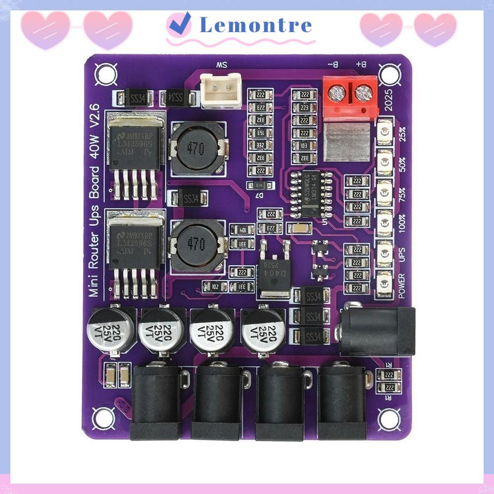 LEMONTRE Mini Router UPS, 40W Power Supply UPS Board, Professional DC 12.6V 4 ทิศทางเอาต์พุต Step-Up